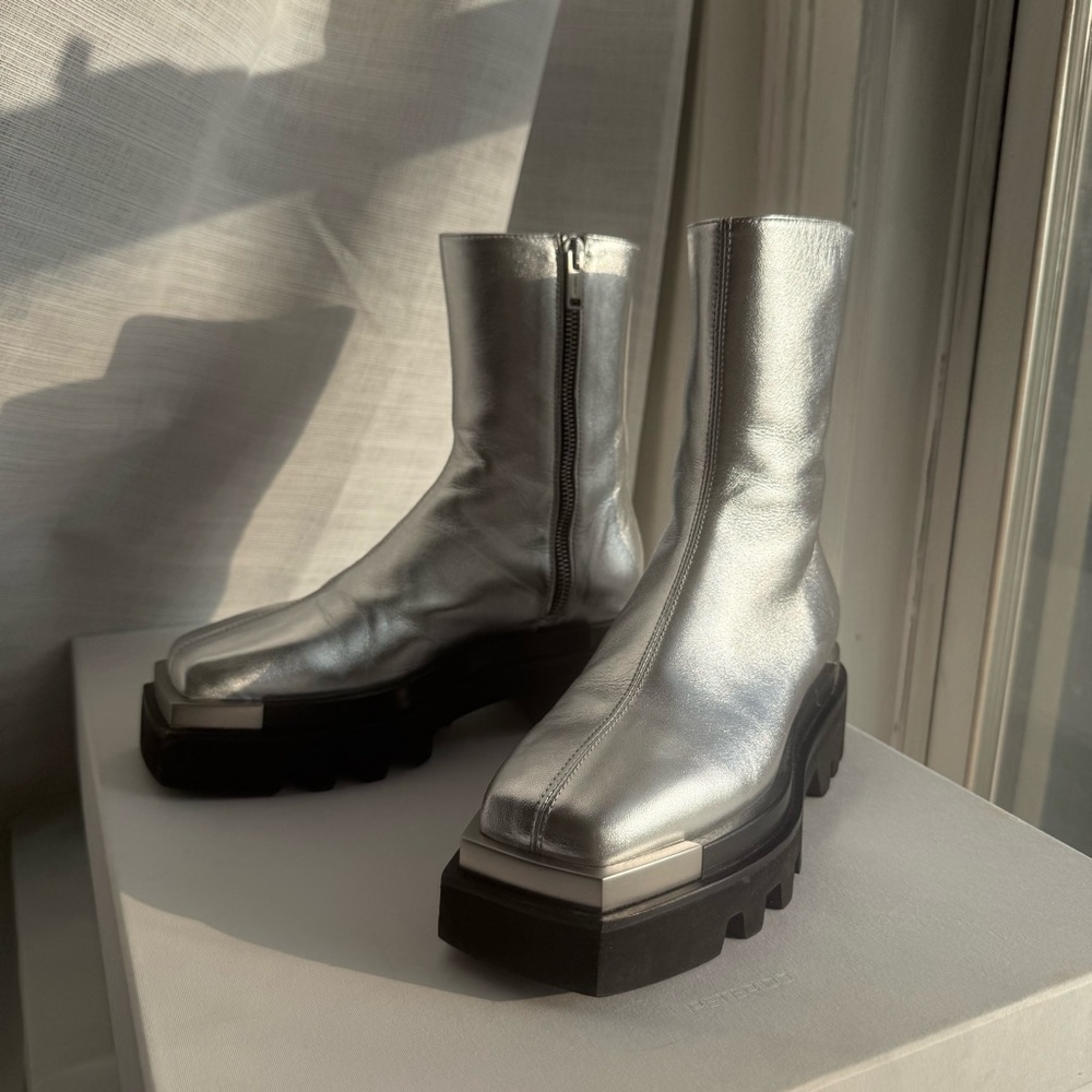 Unisex Peter Do Silver Platform Ankle Boots